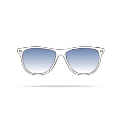 Vector illustration of classic white frame sunglasses with blue gradient lenses