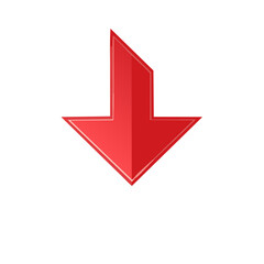 Bold Red Arrow Pointing Down Icon for Direction Decrease Download or Interface