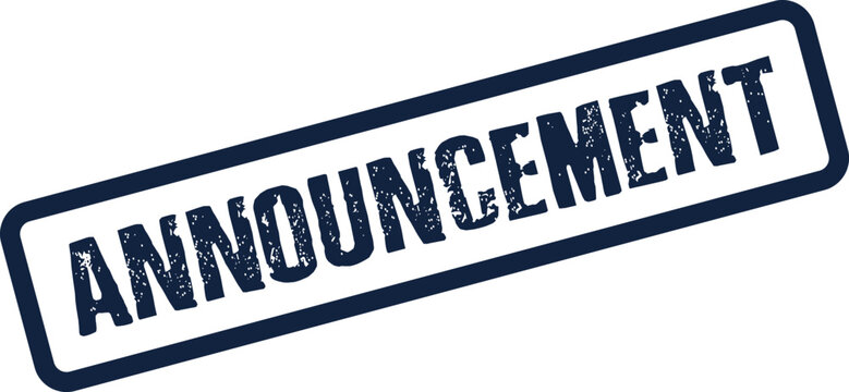 Official Announcement stamp for conveying important news and public notices effectively
