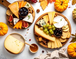Festive Cheese Boards with Autumnal Accents for Holiday Gatherings.