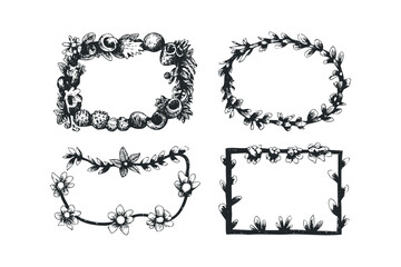 Fototapeta premium Hand Drawn Floral and Botanical Frames Collection
