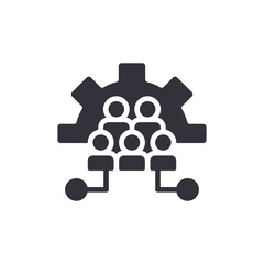 Teamwork Cooperation With Gear Collaboration Icon