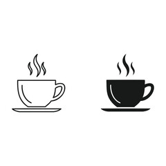 steaming cup of coffee and tea icon illustration