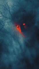 Mysterious Figure with Burning Red Eyes