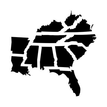 Southeastern United States map silhouette