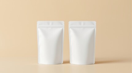Zipper stand-up pouches on white background, collage. Mockup for design