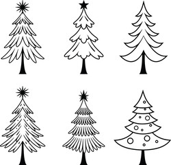 Obraz premium A festive set of vector Christmas trees for a winter holiday decoration design