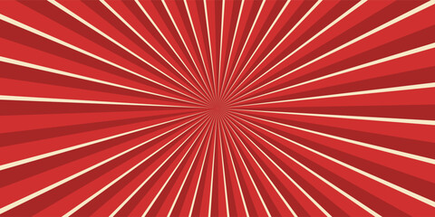 Circus background and spiral retro rays vector pattern. Vintage poster of red white sun or star burst radial lines with grunge texture, circus, carnival, summer fair or chapiteau backdrop © rico