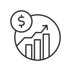 Profit icon in line design. profit, margin, earnings, revenue, growth, KPI, performance on white background vector. Profit editable stroke icon