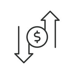 Stock icon in line design. stock, market, price, trend, up down, volatility, trading on white background vector. Stock editable stroke icon
