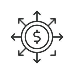 Crowd funding icon in line design. crowd funding, fundraising, donors, backers, platform, campaign, goal on white background vector. Crowd funding editable stroke icon