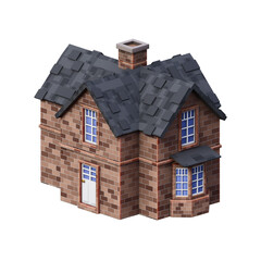 traditional house building 3d illustration