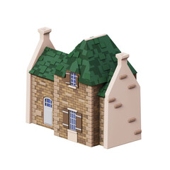 traditional house building 3d illustration