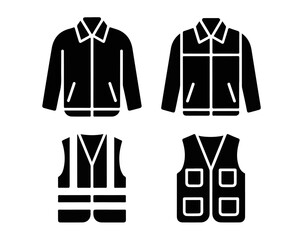 Collection of safety jackets and vests, featuring hi-vis workwear and utility garments, perfect for construction and industrial environments