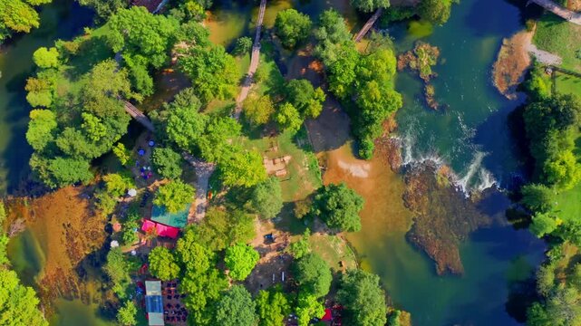 Aerial shoot of Zeleni otoci in Bosanska Krupa