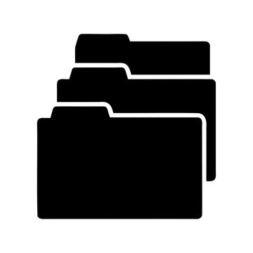 Three folders are stacked on top of each other in black color