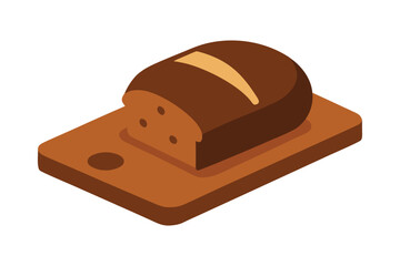 A colorful loaf of dark rye bread sliced vector art illustration