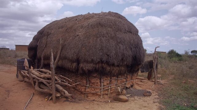 African Tribal House with Thatched Roof