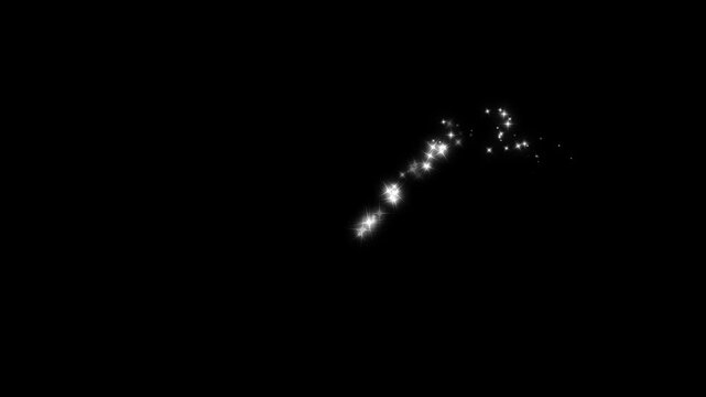 Glowing starlight glitter sparkle path, fairy dust shimmer particles, white twinkling doodle motion, seamless 4k sparkle trail animation, glitter line transition on black background video - Powered by Adobe