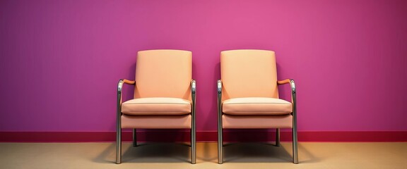 Fototapeta premium Two chairs positioned with their backs touching, close, chairs