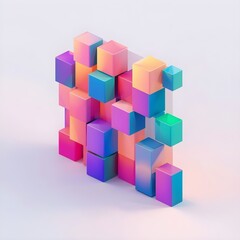 Obraz premium Abstract 3D Cubes Structure Representing Modern Technology