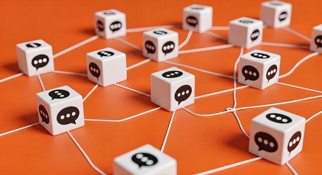 Connecting ideas across a dynamic network of communication nodes, symbolizing digital dialogue and information exchange in a vibrant, modern concept.