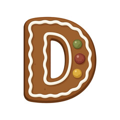 Christmas Letter D Clipart – Gingerbread Cookie Holiday Alphabet Illustration