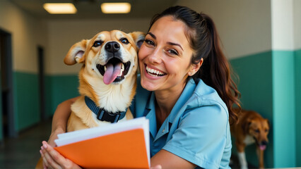 Playful Adoption: A Volunteer's Joy with Their New Canine Pal