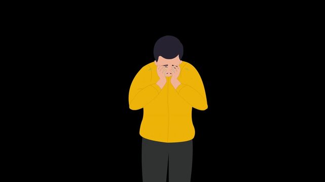 Sad unhappy and stressed man With Alpha Channel