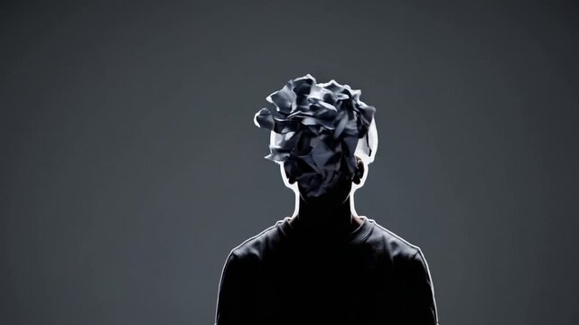 Exploration of creativity and self-expression through unique art performance in a dark studio environment