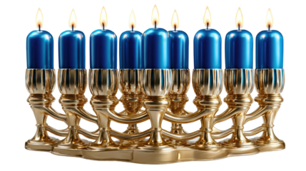 Hanukkah Menorah: A golden Hanukkah menorah, its nine candles aglow, illuminates the room with warmth. A symbol of resilience and hope, it embodies the spirit of the holiday.