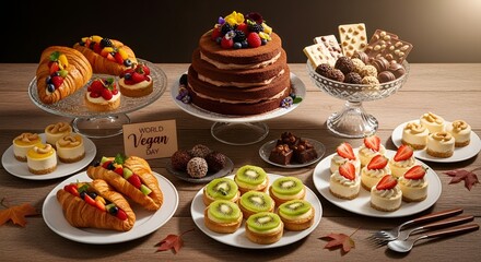 Sumptuous vegan dessert table decadent and diverse