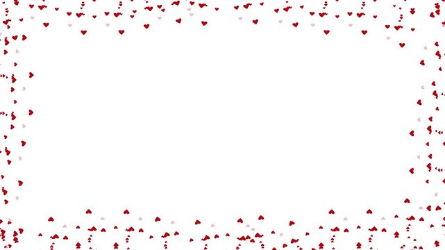 4K Loop able Cartoon Red Heart Floating on Borders, Animation Filter, Hearts Border Overlay on White Background, Frame Effect, Likes Float on Borders, Animation Filter, Float Filter, 2d Animation