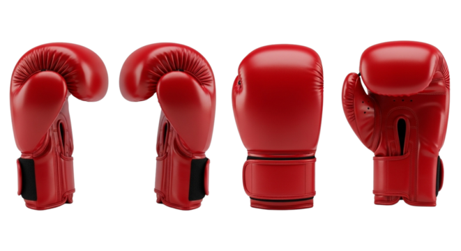 Set of red boxing gloves isolated on a white background