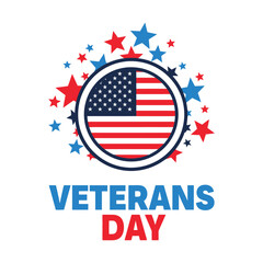 Veterans day graphic with usa flag and stars