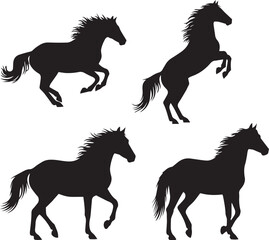 set of horses silhouettes