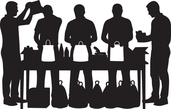 Diverse volunteers planting flowers and trees in a line celebrating international volunteer day