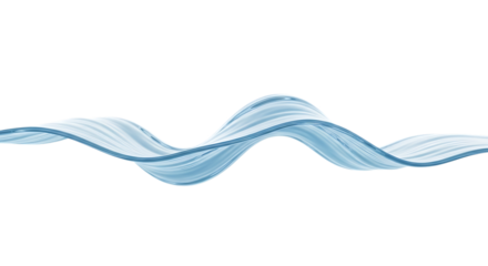 Elegant water wave isolated on transparent background, showcasing a smooth, flowing curve with subtle ripples and a sense of purity and tranquility in motion