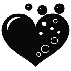 heart bubbles silhouette Valentine’s Day vector icon