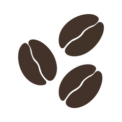 Three dark brown coffee beans on white background vector