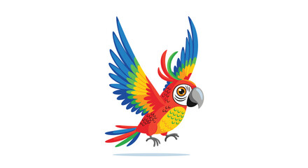 Colorful parrot in flight with vibrant wings and feathers.