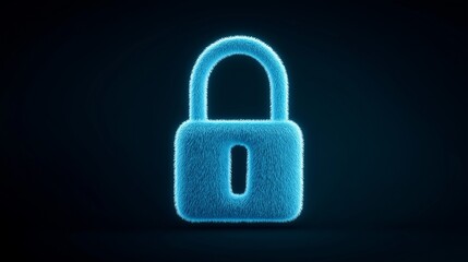 Fototapeta premium Digital Security: A glowing digital padlock, symbolizing the protection of data and systems, stands against a dark backdrop, evoking a sense of trust and safeguard.