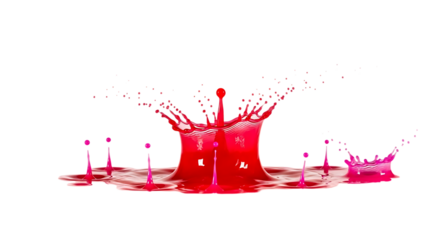 Dynamic red paint splash creating a crown shape, captured in a highspeed photograph, isolated on transparent background for versatile design applications
