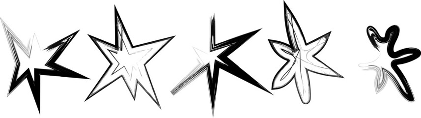 Brush stroke star shapes collection design elements for your work