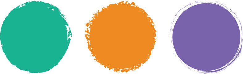 set of grunge circle shapes with rough texture for abstract vintage design