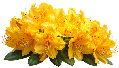 A vibrant cluster of yellow flowers with orange spots and green leaves (1)