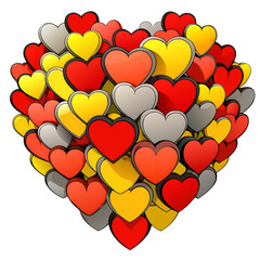 Vibrant heart cluster in red yellow and grey perfect for love Valentines and celebrations