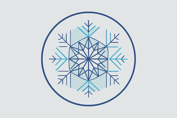 Circular Frame Snowflake Symmetrical Winter Outline Icon  