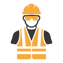Orange and gray construction worker icon safety vest