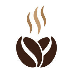 Coffee bean with steam logo graphic hot beverage aroma
